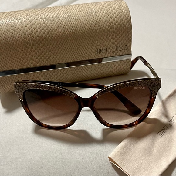 JIMMY CHOO INES/S INES AXX Dark Havana Cat Eye Sunglasses 58-14 New Authentic - Picture 7 of 12